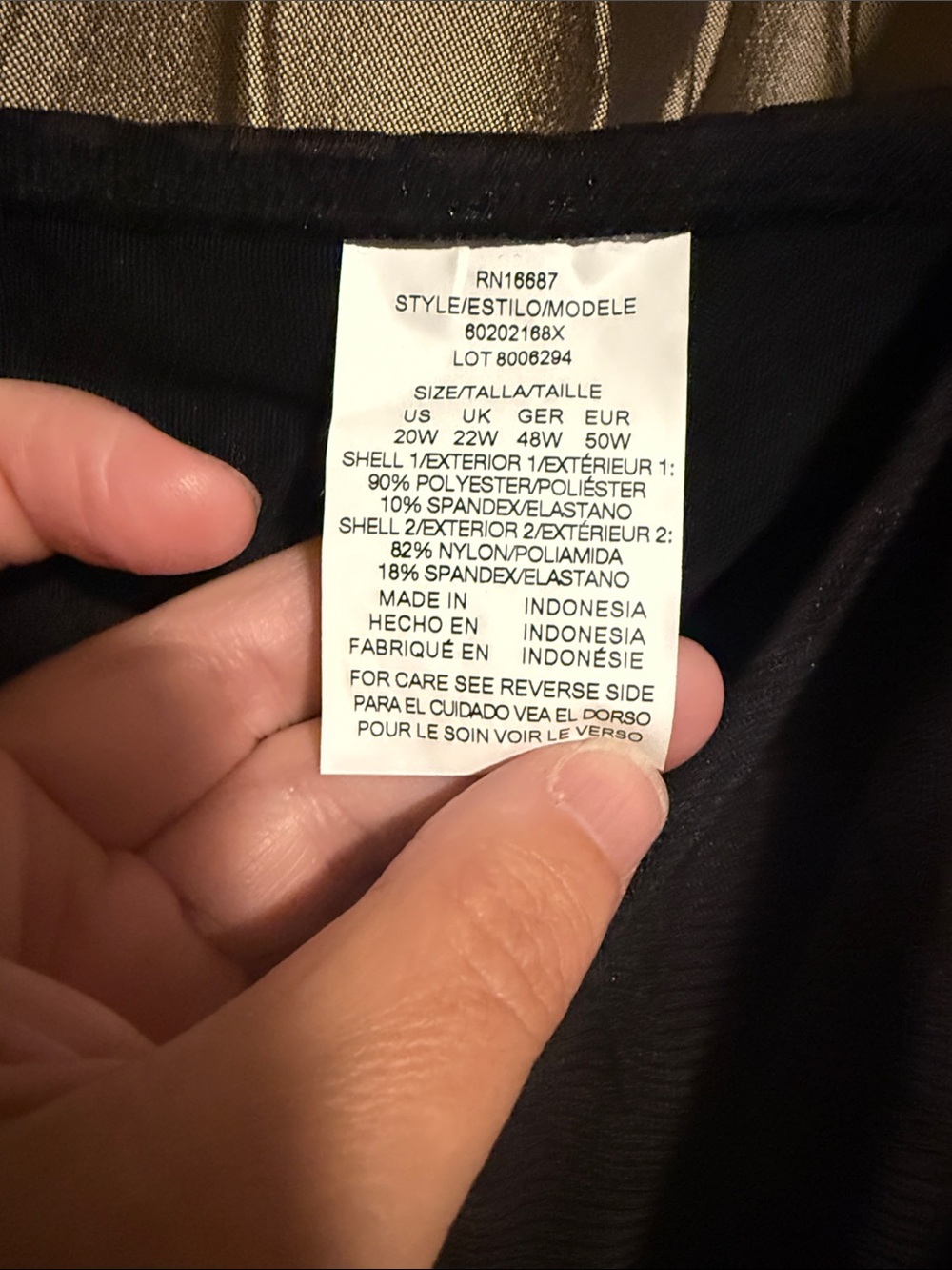 Swim Solutions Black Textured Leaf-Print Tankini Dress 20W - Picture 4 of 6